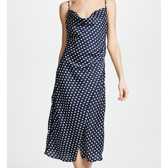 white polka dot slip dress